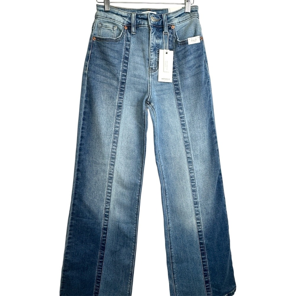 NWT Artemis Long Tall Vintage High Rise Relaxed Flare Panelled Jeans Size 25